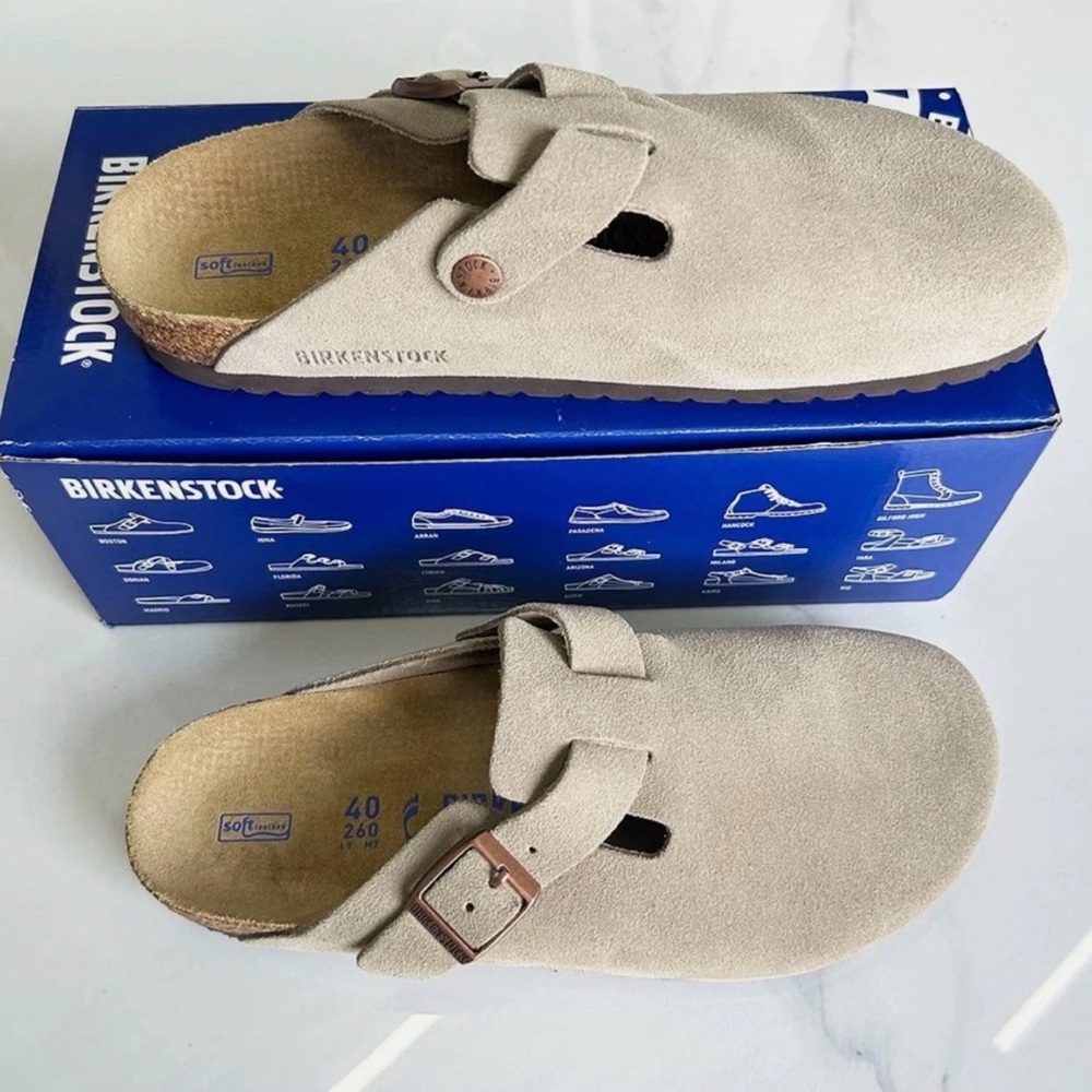 BIRKENSTOCK BOSTON TAUPE BASIC SLIPPER WOMENS 9 MENS 7 NO BOX OPEN TO OFFERS